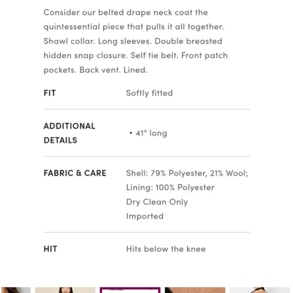 Ann Taylor Stripes Drape Wrap Collar Coat - new - MEDIUM - Picture 5 of 5